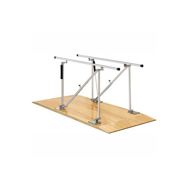 Fabrication Enterprises Deluxe Wood Platform Mounted Parallel Bars, Height Adjustable, 7' L 15-4040 - main